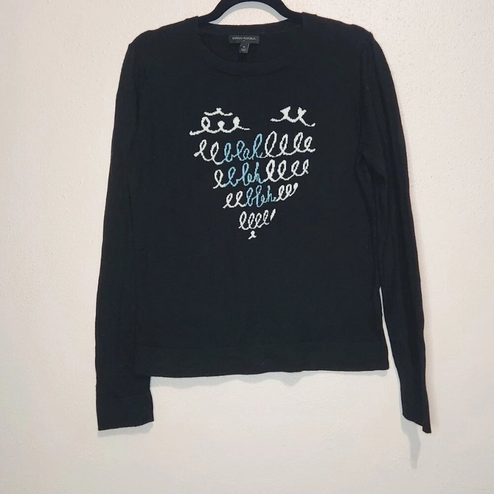 Banana Republic Black Sweater With Print Size Medium - Picture 2 of 6